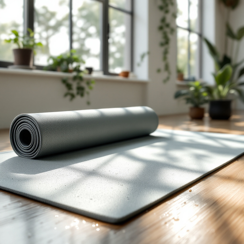yoga handtuch mikrofaser test verschiedene Modelle auf Yogamatte im Studio